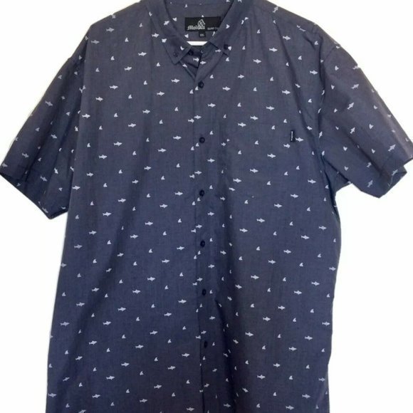 Molokai Surf Co Mens Casual Short Sleeve Gray Shirt Size XXL Fish Whale Print - Picture 8 of 12